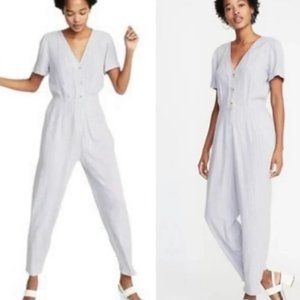 Old Navy Light Lavender/Blue Pinstripe Jumpsuit Size Small